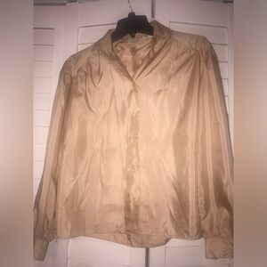Vintage Stuart Lang button front blouse creamy beige tan medium silky